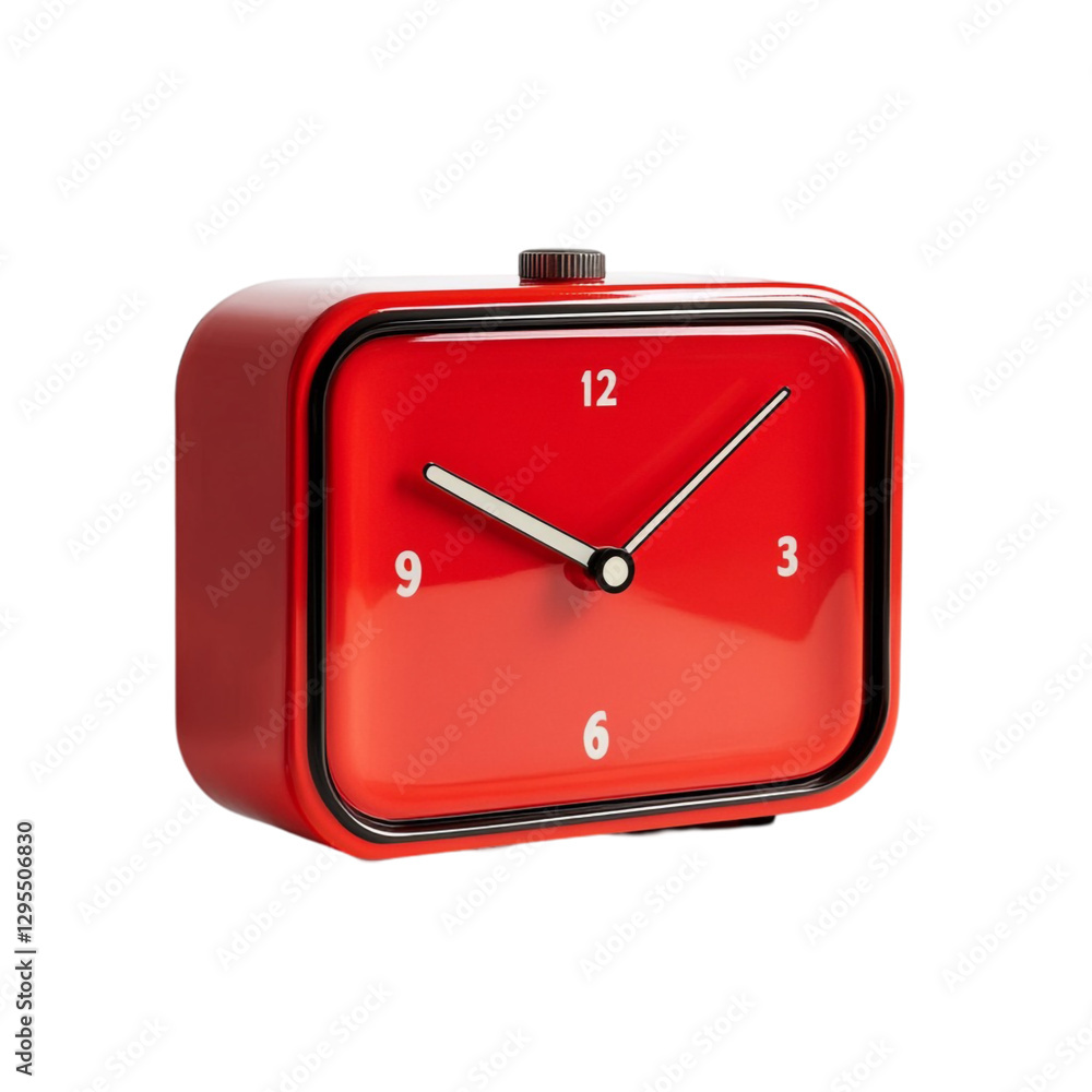 Red Retro Alarm Clock Timekeeping Device Design, Red Retro Alarm Clock Timekeeping Device Design,