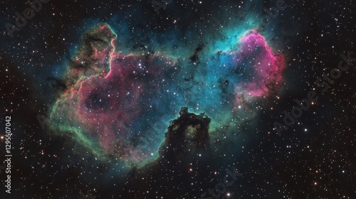 Celestial Nebula Displays Vibrant Colors Amongst Stars