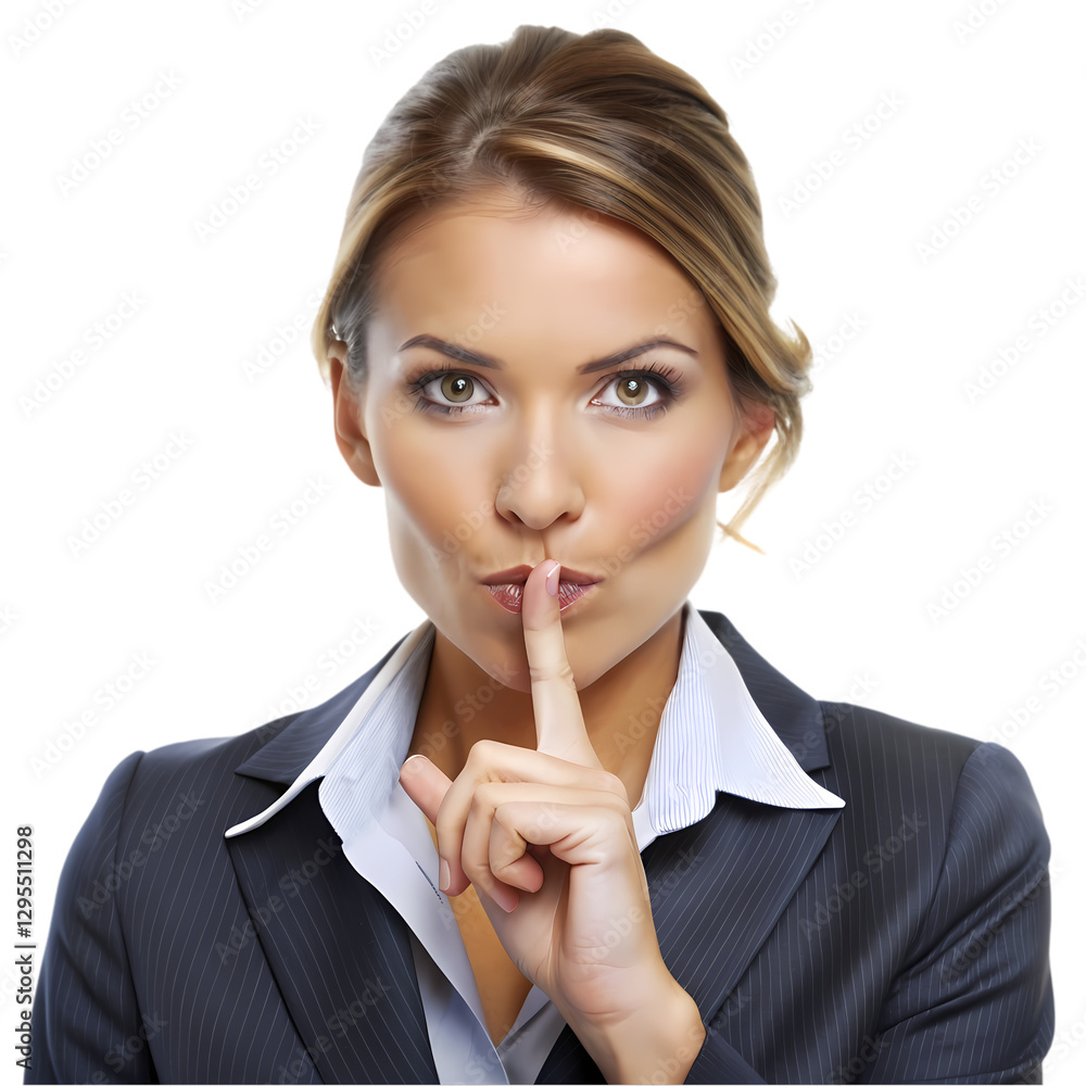 Shh! Secret Business Woman on transparent background Shh! Secret Business Woman on transparent background