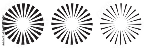 Set of minimalist radial frames and round ray patterns