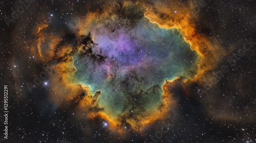 A vibrant nebula glows amidst countless stars in space