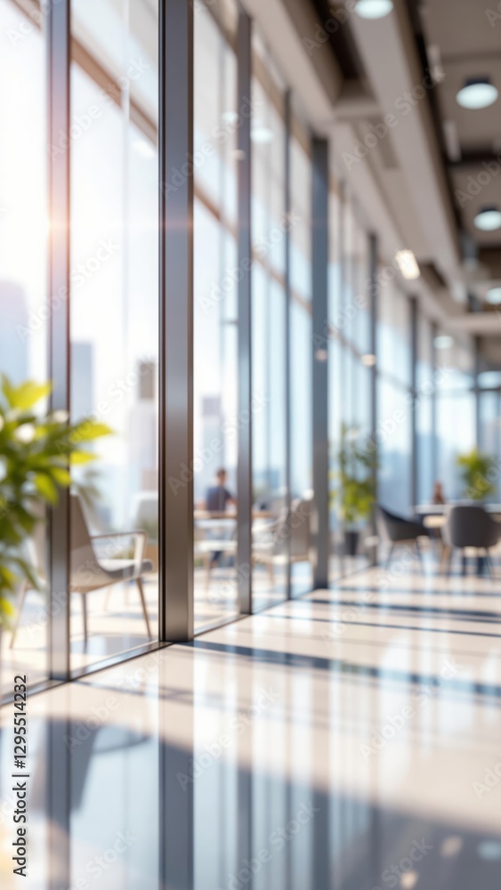Blurred view of a modern office with glass walls Blurred view of a modern office with glass walls