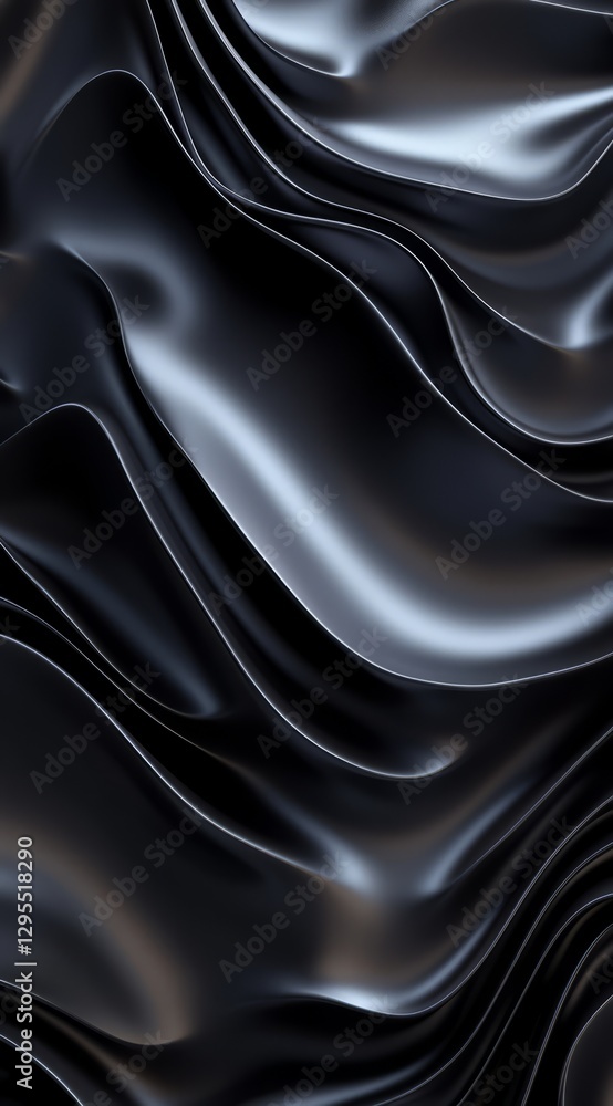 Obraz premium Abstract Black Wave Motif with Three-Dimensional Depth for Winter Backgrounds and Designs