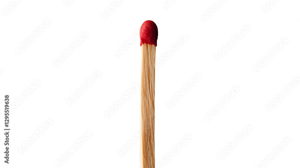 Single Unlit Matchstick Against Black Background, CloseUp View Single Unlit Matchstick Against Black Background, CloseUp View