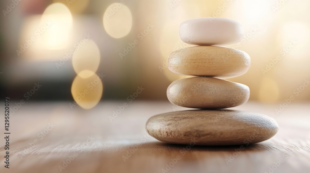 A serene stack of smooth stones symbolizing balance and harmony in a tranquil setting : Generative AI A serene stack of smooth stones symbolizing balance and harmony in a tranquil setting : Generative AI