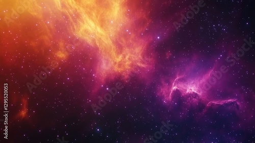 Cosmic Nebula Displays Vivid Orange and Purple Hues