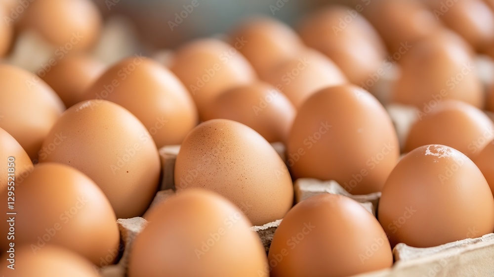 Fresh brown eggs arranged neatly in cardboard tray close up : Generative AI Fresh brown eggs arranged neatly in cardboard tray close up : Generative AI