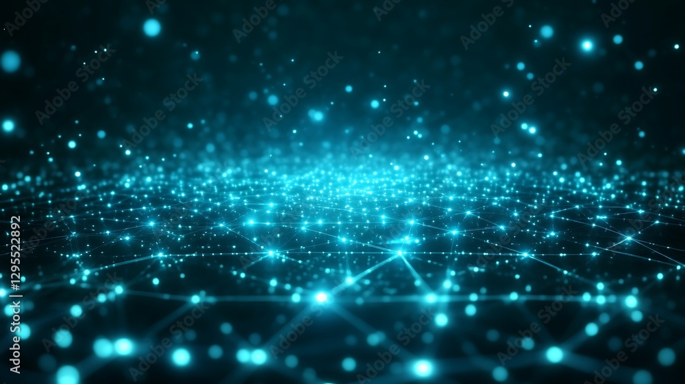 Abstract representation of a glowing network of connected dots Abstract representation of a glowing network of connected dots