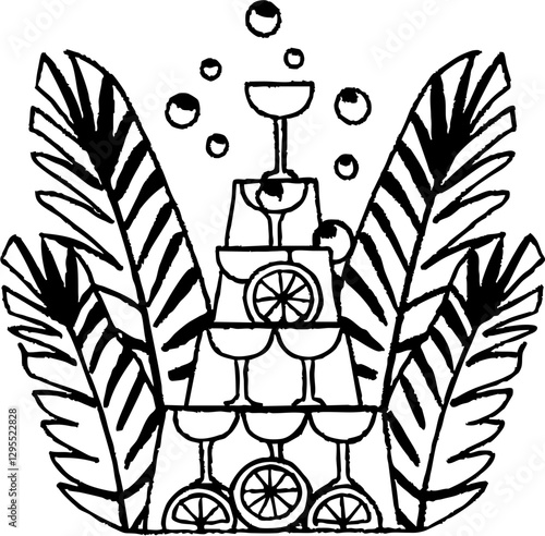 Champagne tower with elegant design and bubbles, perfect for celebrations