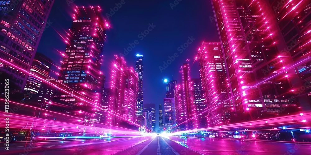 A long exposure captures high-speed motion blur light trails in the city at night, A long exposure captures high-speed motion blur light trails in the city at night,