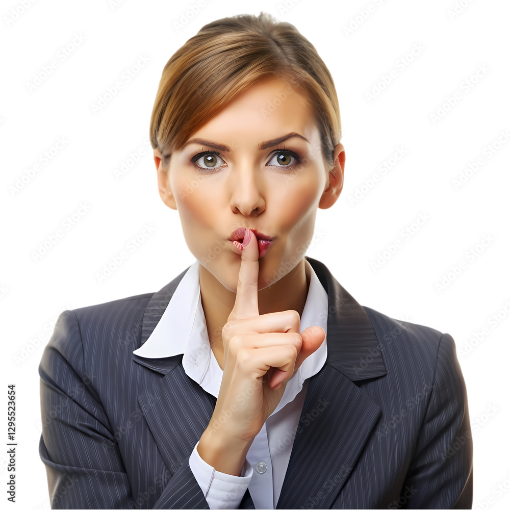 Quiet Woman, Secret, Hush on transparent background Quiet Woman, Secret, Hush on transparent background
