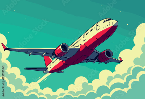 Commercial Airplane Flying in Sky