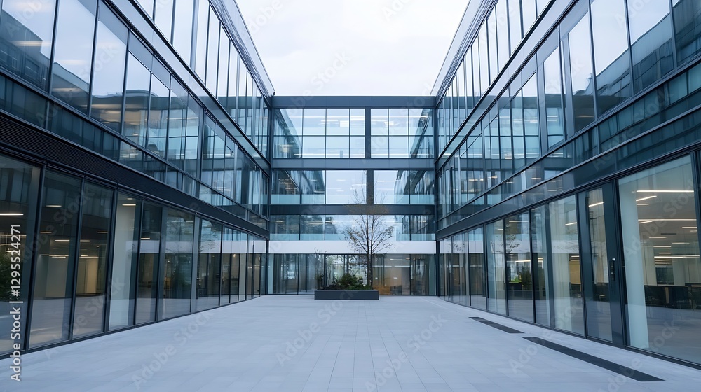 Modern architectural design of glass buildings reflecting light in a contemporary urban environment : Generative AI Modern architectural design of glass buildings reflecting light in a contemporary urban environment : Generative AI