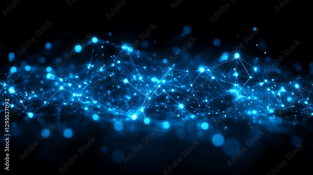 Blue light networks of connected points illuminating in the darkness Blue light networks of connected points illuminating in the darkness