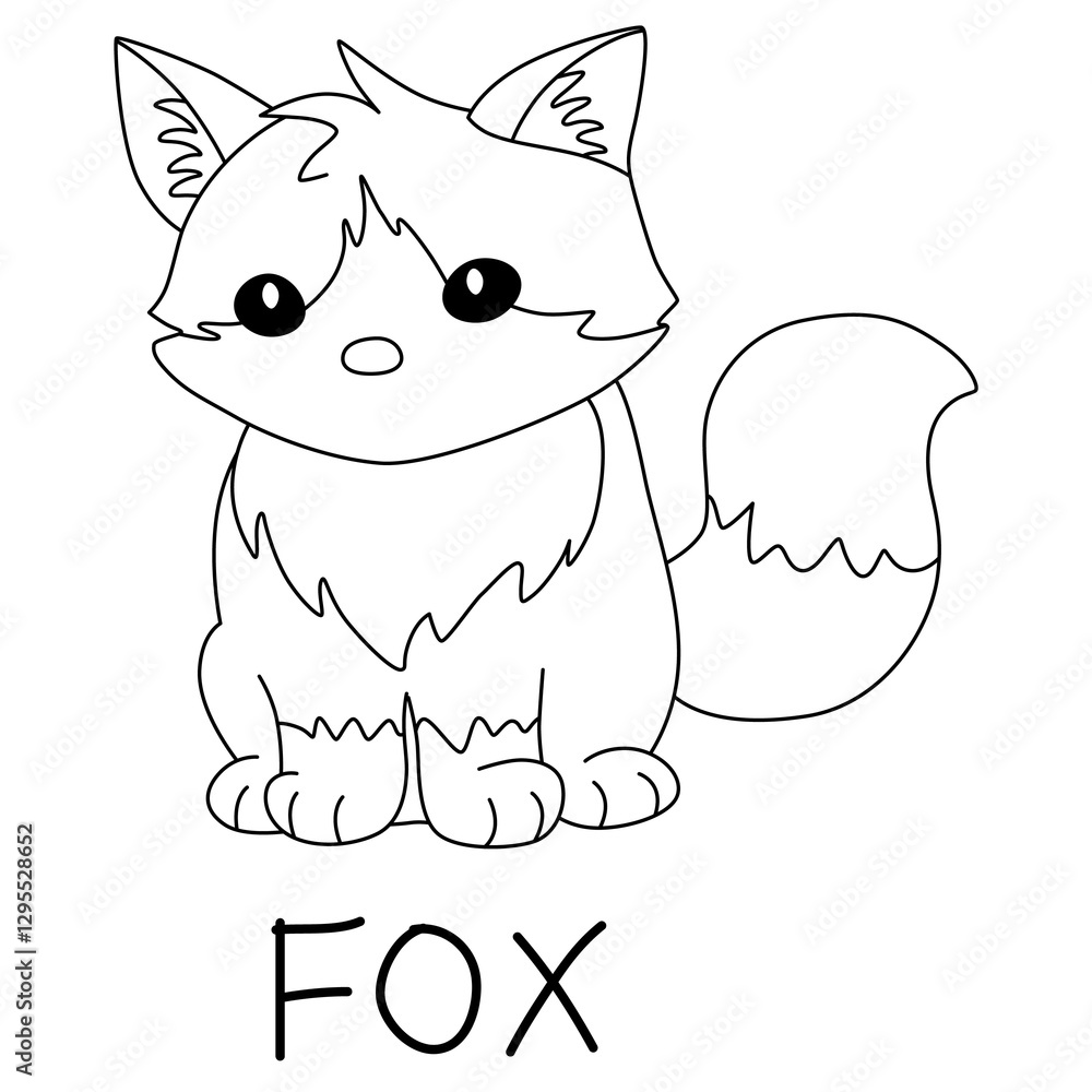sitting little fox with a fluffy tail with text below hand written sitting little fox with a fluffy tail with text below hand written