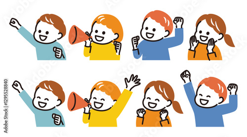 colorful illustration of cheering kids