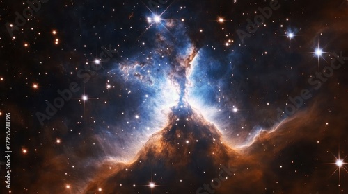 A vibrant nebula filled with gas and shining celestial stars