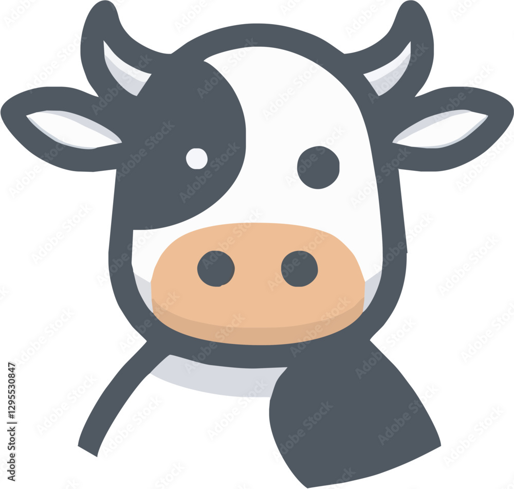 Obraz premium Cartoon cow illustration featuring a friendly face with distinctive black and white markings