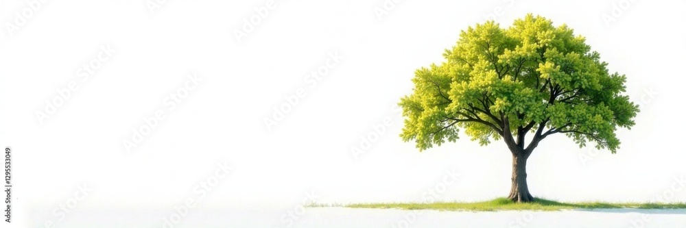 Single tree against a bright white background, forest solitude , tree in isolation, alone in nature Single tree against a bright white background, forest solitude , tree in isolation, alone in nature