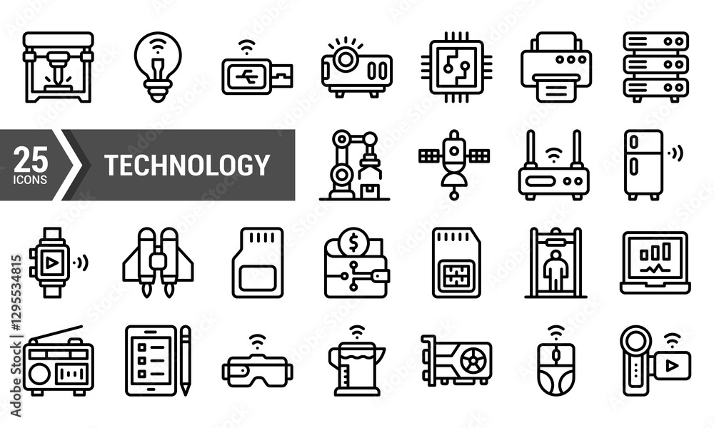 25 Technology Line Icons for Your Next Project. 25 Technology Line Icons for Your Next Project.