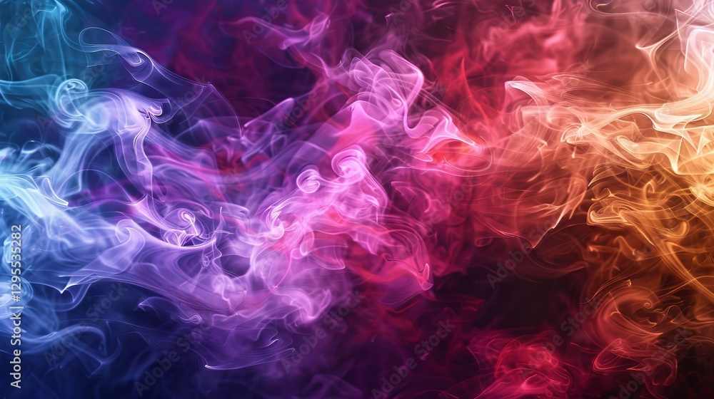 Ethereal purple smoke swirls and curls against a dark black background, creating a mystical and abstract atmosphere Ethereal purple smoke swirls and curls against a dark black background, creating a mystical and abstract atmosphere
