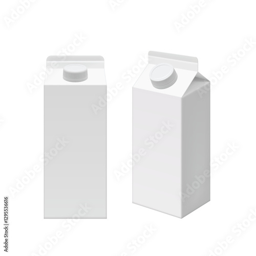 Blank Milk Carton Packaging Mockup. Vector