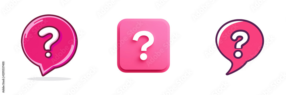 Set of a pink speech with a white question mark inside, isolated on transparent background. Set of a pink speech with a white question mark inside, isolated on transparent background.