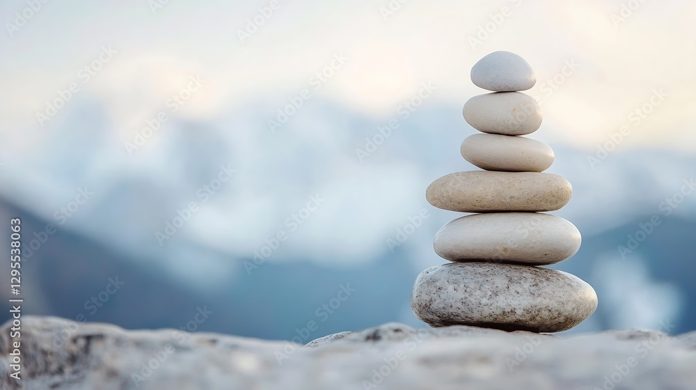 Stacked stones representing balance and harmony positioned thoughtfully against a blurred background : Generative AI Stacked stones representing balance and harmony positioned thoughtfully against a blurred background : Generative AI