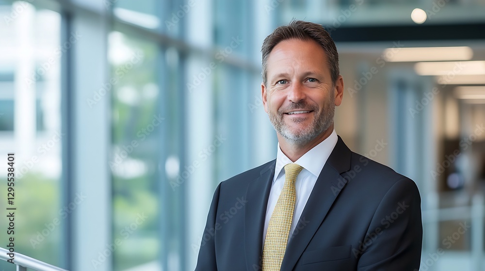 Professional Businessman Standing in Modern Office Environment with Natural Light : Generative AI Professional Businessman Standing in Modern Office Environment with Natural Light : Generative AI
