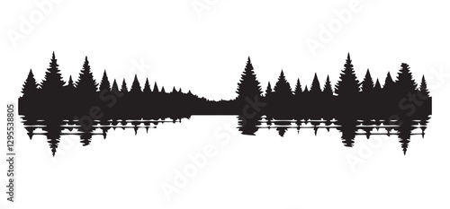 Silhouette Forest Reflection Vector Illustration for Nature Themes