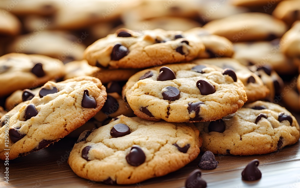Delicious Homemade Chocolate Chip Cookies Closeup Delicious Homemade Chocolate Chip Cookies Closeup