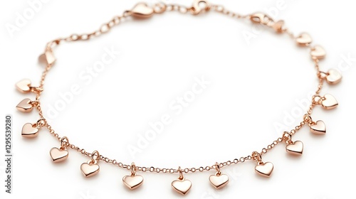 Wallpaper Mural A delicate rose gold anklet with tiny heart charms, presented on a white background Torontodigital.ca
