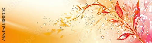 Obraz  z motywem Abstract floral design, soft orange and red tones