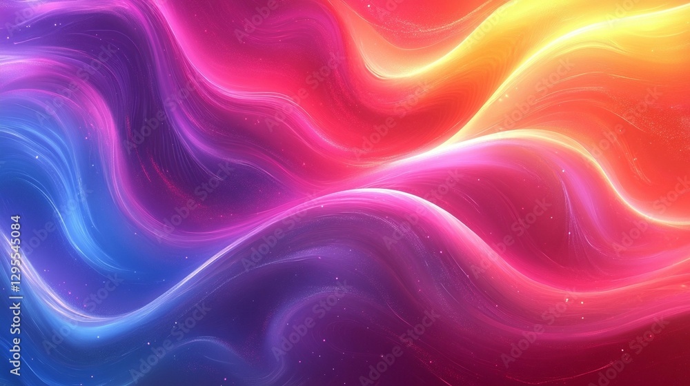 Obraz premium Abstract vibrant wavy glowing lines, colorful dynamic fluid motion background.