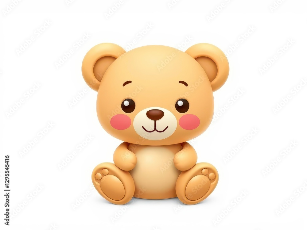 Playful 3D Teddy Bear Icon in Soft Brown, Isolated on White Background for a Cute and Fun Design Playful 3D Teddy Bear Icon in Soft Brown, Isolated on White Background for a Cute and Fun Design
