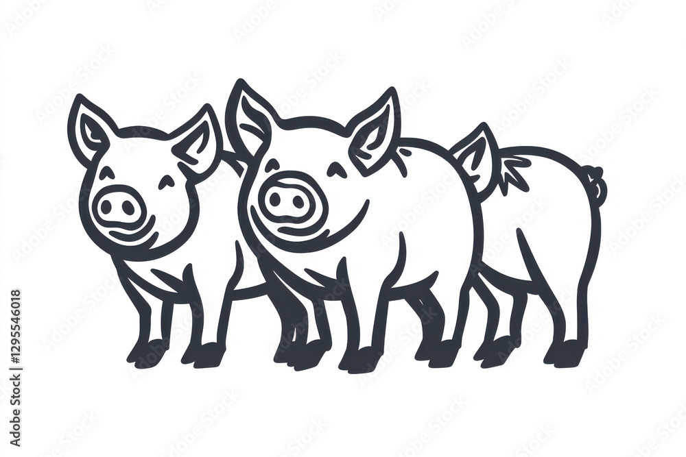Fototapeta premium Pig Farming Line Icon Design with Editable Stroke. Suitable for Infographics