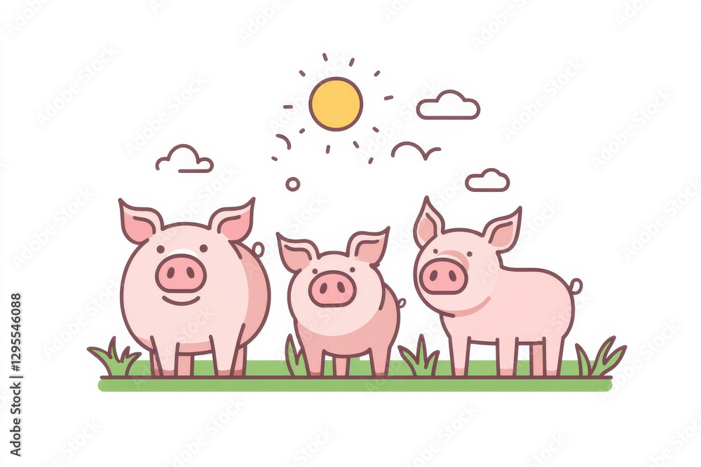 Pig Farming Line Icon Design with Editable Stroke. Suitable for Infographics Pig Farming Line Icon Design with Editable Stroke. Suitable for Infographics