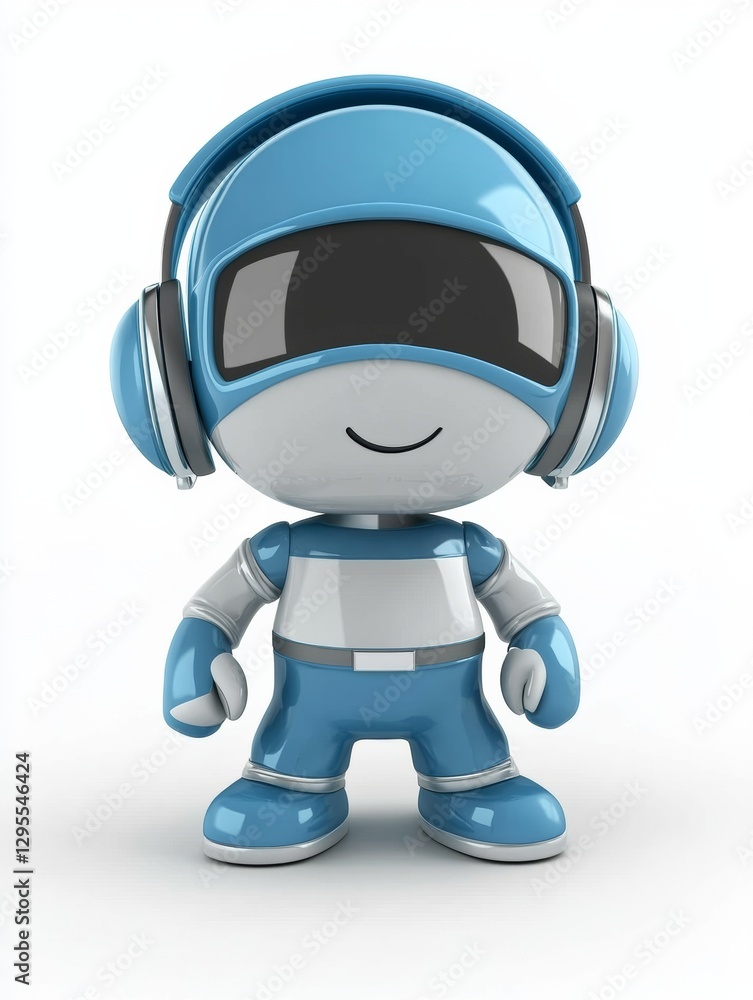 Blue silver 3D icon, logo design with customer service image Blue silver 3D icon, logo design with customer service image