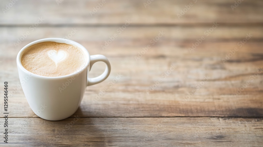 Delicious Coffee with Heart Design on Top Resting on Wooden Table : Generative AI Delicious Coffee with Heart Design on Top Resting on Wooden Table : Generative AI
