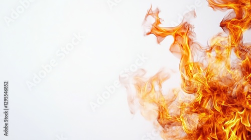 banner materials, posters, and materials for making presentations. burning flames white background for text space