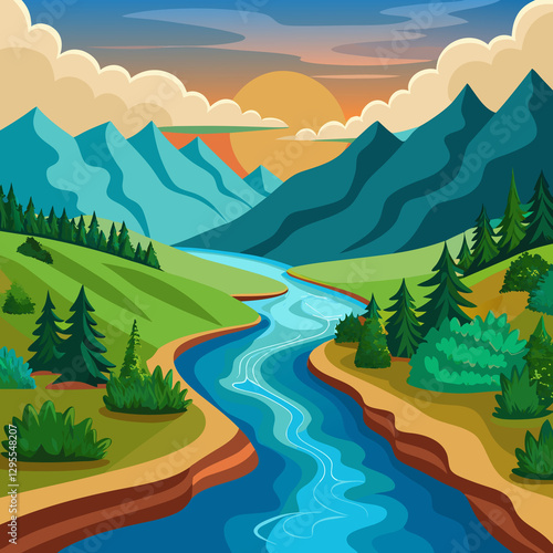landscape with mountains
