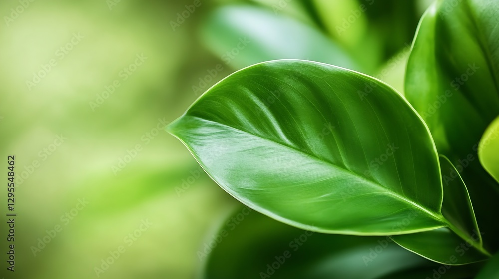 Fototapeta premium Fresh green leaves with a soft blurred background depicting nature's beauty : Generative AI