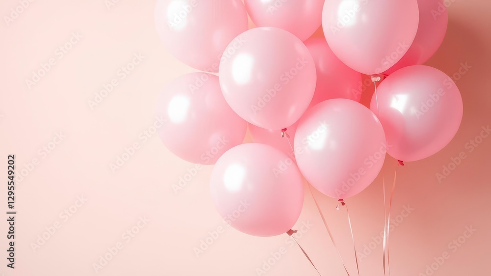 Shiny Metallic Pink Balloons Floating Against a Gentle Pastel Background for a Soft and Elegant Vibe Shiny Metallic Pink Balloons Floating Against a Gentle Pastel Background for a Soft and Elegant Vibe