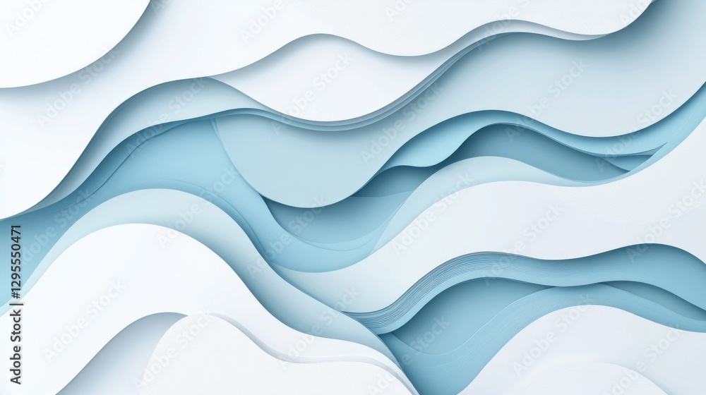 Fototapeta premium Abstract layers in shades of blue and white create dimension