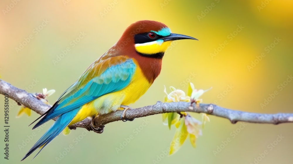 Colorful european bee eater perched gracefully on a branch Colorful european bee eater perched gracefully on a branch