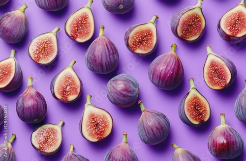 Purple Fig Halves Pattern on Background photo