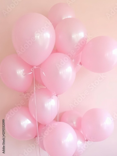 Wallpaper Mural  Shiny Metallic Pink Balloons Floating Against a Gentle Pastel Background for a Soft and Elegant Vibe Torontodigital.ca