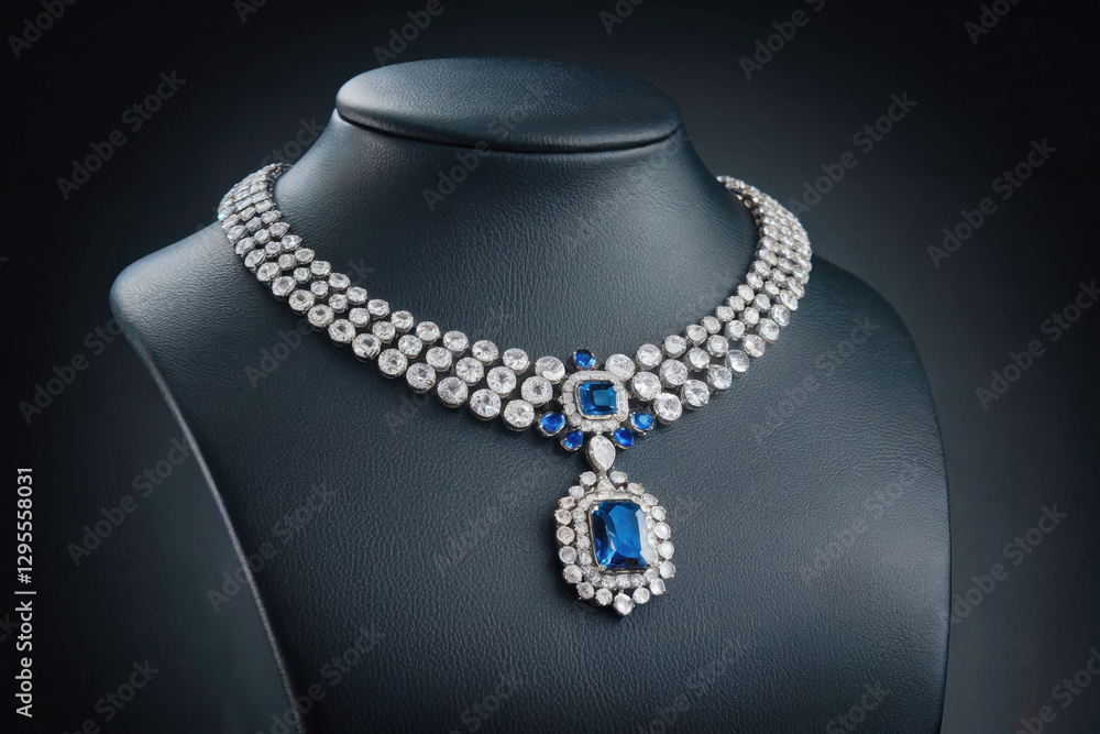 Diamond and Sapphire Necklace with Luxury Design Diamond and Sapphire Necklace with Luxury Design