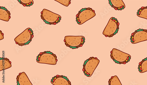 Cute taco pattern background vector design
