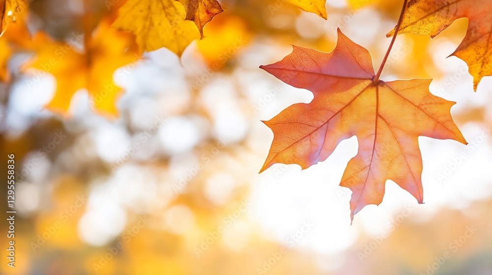 Closeup of vibrant orange maple leaves with a blurred background during autumn season : Generative AI Closeup of vibrant orange maple leaves with a blurred background during autumn season : Generative AI
